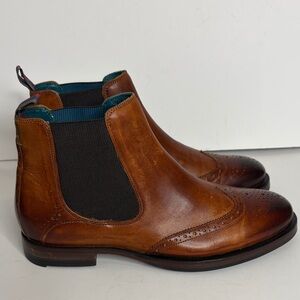 Ted Baker Chelsea Boots Mens 8 Brown Leather Camheri Wingtip Brogue
